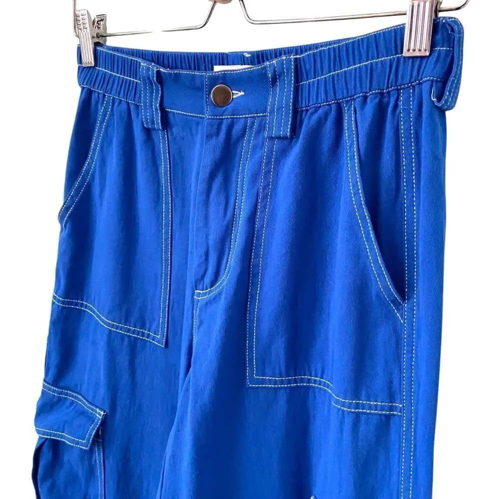 American Threads Blue Cargo Pants in Size Small - Picture 4 of 8